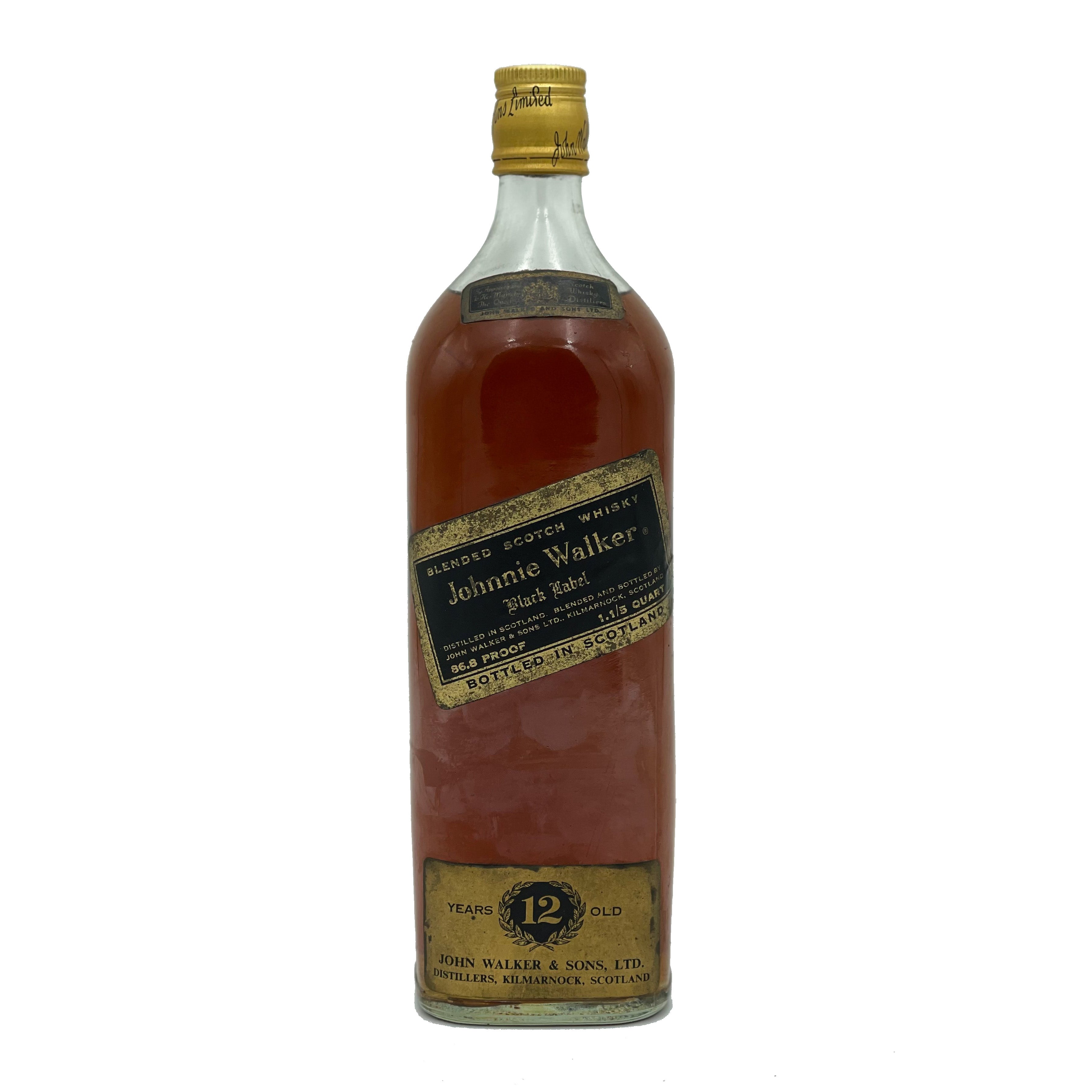 Johnnie Walker Black Label 12 Year Old (1960s Vintage Collector Bottle) 43.4% 1125ml