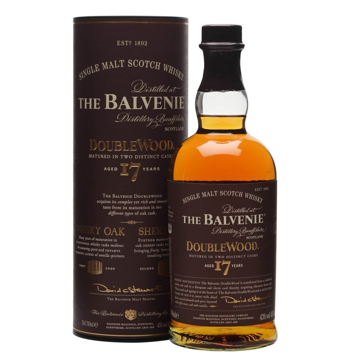 The Balvenie Doublewood 17 Year Old Speyside Single Malt Scotch Whisky 43% 700ml